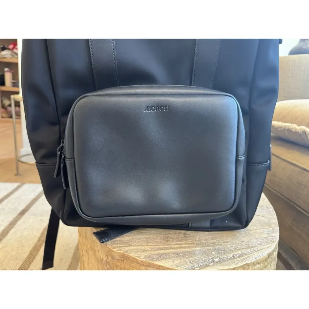Monos Metro Backpack Black Laptop Nylon Travel Minimal Water Resistant